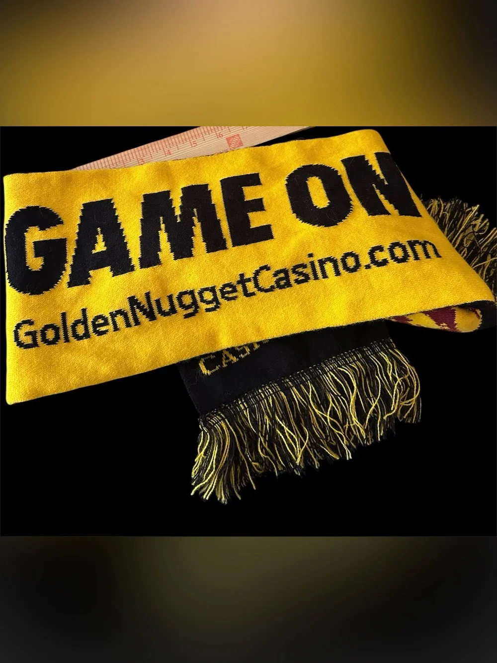 Golden Nugget Casino knit fringe scarf